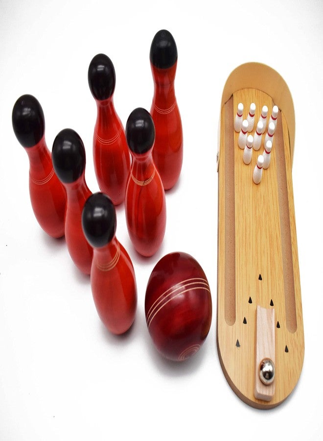 JustHandmade Wooden Bowling Set | Desktop Bowling Set | Party Game for Kids, Colors May Vary(Combo of 2) - Image 1